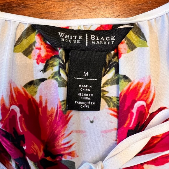 White House Black Market floral blouse sz M - Picture 3 of 8
